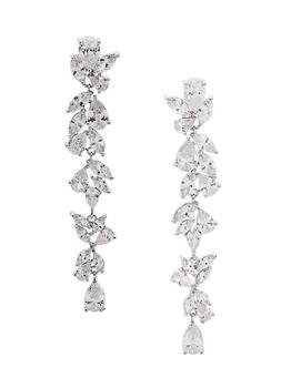 Shashi | Fallen Leaf Silver-Plated & Cubic Zirconia Drop Earrings商品图片,8折