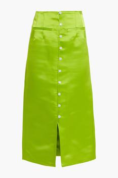 推荐Button-detailed silk-satin midi skirt商品