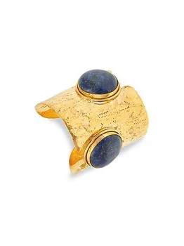 Sylvia Toledano | Ajourée II 22K Goldplated Lapis Wide Cuff Bracelet,商家Saks Fifth Avenue,价格¥3179