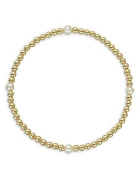 Zoe Lev | 14K Yellow Gold Cultured Freshwater Pearl Station Beaded Stretch Bracelet,商家Bloomingdale's,价格¥1675