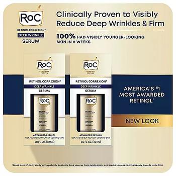 推荐RoC Retinol Correxion Deep Wrinkle Facial Serum, Anti-Wrinkle Treatment Made with Retinol (1 fl. oz., 2 pk.)商品