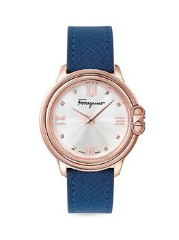 推荐Ferragamo StudmaniaLeather Rose Goldtone Watch商品