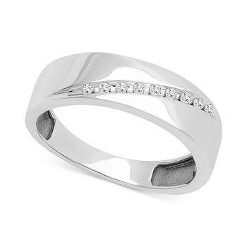 商品Macy's | Men's Diamond Diagonal Wedding Band (1/10 ct. t.w.) in 14k White Gold,商家Macy's,价格¥8944图片