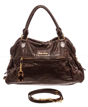 推荐Miu Miu Black Leather Two Way Bag Shoulder bag商品