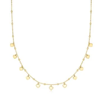 Ross-Simons | Ross-Simons Italian 18kt Yellow Gold Heart and Bead Station Necklace,商家Premium Outlets,价格¥3892