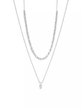 Adriana Orsini | Loveall 18K-White-Gold-Plated & Cubic Zirconia Double-Chain Necklace,商家Saks Fifth Avenue,价格¥2172