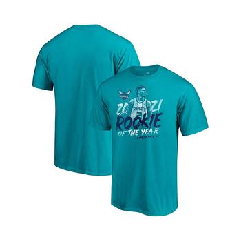 Fanatics | Men's Lamelo Ball Teal Charlotte Hornets 2021 Nba Rookie Of The Year T-shirt商品图片,7.8折