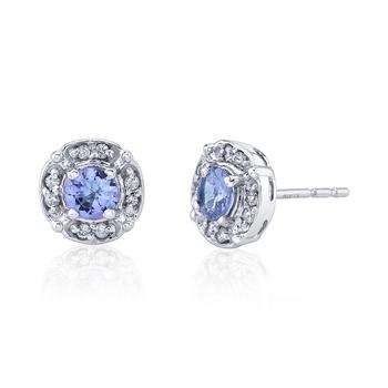 商品Macy's | Tanzanite (1/2 ct. t.w.) & Diamond (1/10 ct. t.w.) Stud Earrings in 10k White Gold,商家Macy's,价格¥2065图片