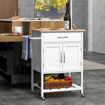 Hivvago | Rolling Kitchen Island Cart with Drawer and Towel Rack-White,商家Premium Outlets,价格¥957