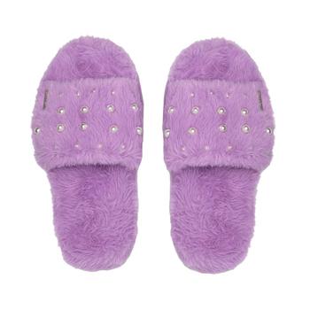 推荐Faux Fur Pearl Slide Slippers | Lavender商品