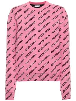 巴黎世家衬衫海淘, Balenciaga | All Over Logo Cotton Blend Sweater商品图片 