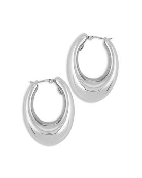 推荐Polished Oval Tapered Hoop Earrings in Sterling Silver - 100% Exclusive商品