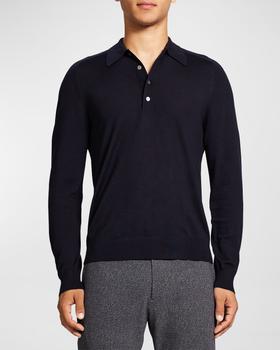 Theory | Men's Regal Wool Long-Sleeve Polo Shirt商品图片,6.9折