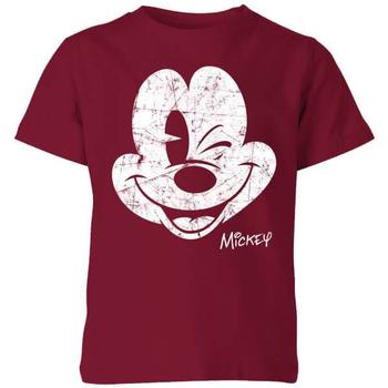 Disney | Disney Mickey Mouse Worn Face Kids' T-Shirt - Burgundy商品图片,独家减免邮费
