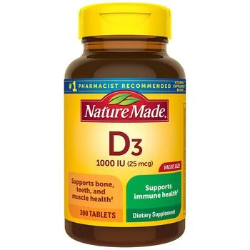 Nature Made | Vitamin D3 1000 IU (25 mcg) Tablets 满二免一, 满免