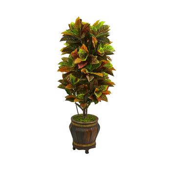 商品NEARLY NATURAL | 5.5' Croton Artificial Plant in Decorative Planter - Real Touch,商家Macy's,价格¥3196图片