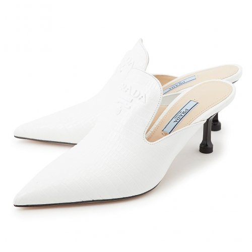 prada鞋凉鞋, Prada | PRADA 女白色女士包脚高跟拖鞋 1S538L-1V3-F0009商品图片 独家减免邮费