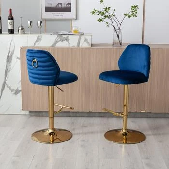 Simplie Fun | Swivel Bar Stools Chair Set of 2 Modern Adjustable Counter Height Bar Stools,商家Premium Outlets,价格¥1287