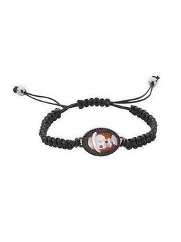 商品Amedeo | Skull Brass & Crystal Braided Bracelet,商家Saks Fifth Avenue,价格¥1718图片