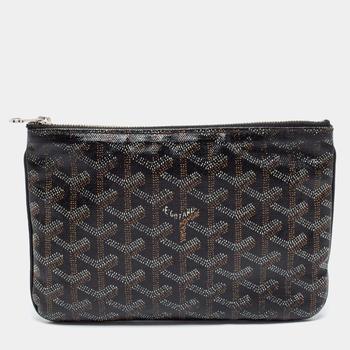 推荐Goyard Black Goyardine Coated Canvas PM Senat Clutch商品