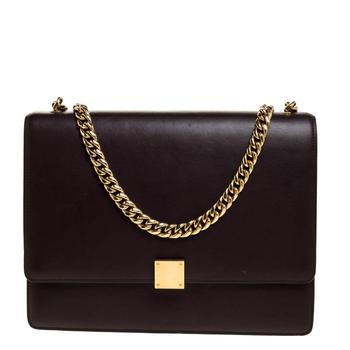 celine腋下包, [二手商品] Celine | Celine Dark Burgundy Leather Large Case Chain Flap Shoulder Bag商品图片 6.4折