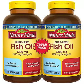 商品Nature Made 天然纯净鱼油 1,200 mg （300软胶囊，每瓶150粒）图片