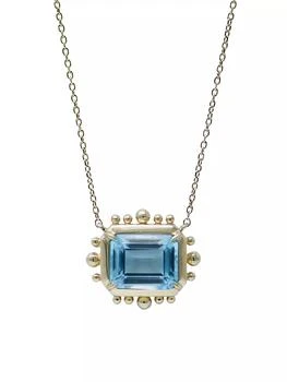 Anzie | Dew Drop Marine 14K Yellow Gold & Blue Topaz Pendant Necklace,商家Saks Fifth Avenue,价格¥8252