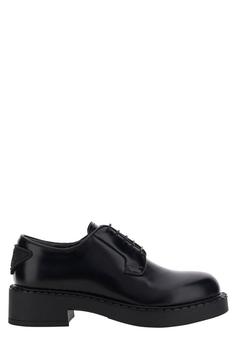 Prada | Prada Lace-Up Logo Embossed Derby Shoes商品图片,