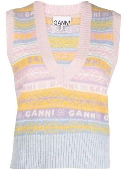 Ganni | GANNI 女士拼色V领马甲 K1758-999,商家Beyond Chinalux,价格¥985