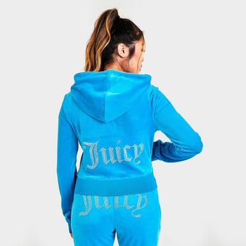 推荐Women's Juicy Couture OG Big Bling Velour Zip-Up Hoodie商品