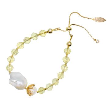 商品Citrine With baroque Pearls Adjustable Bracelet HB003,商家Atterley,价格¥1376图片