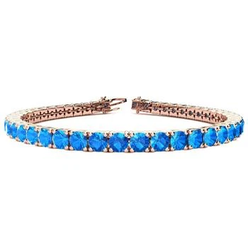 SSELECTS | 12 1/4 Carat Blue Topaz Tennis Bracelet In 14 Karat Rose Gold, 7 1/2 Inches,商家Premium Outlets,价格¥11341