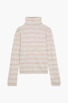 Vince | Striped cashmere turtleneck sweater商品图片,2.9折