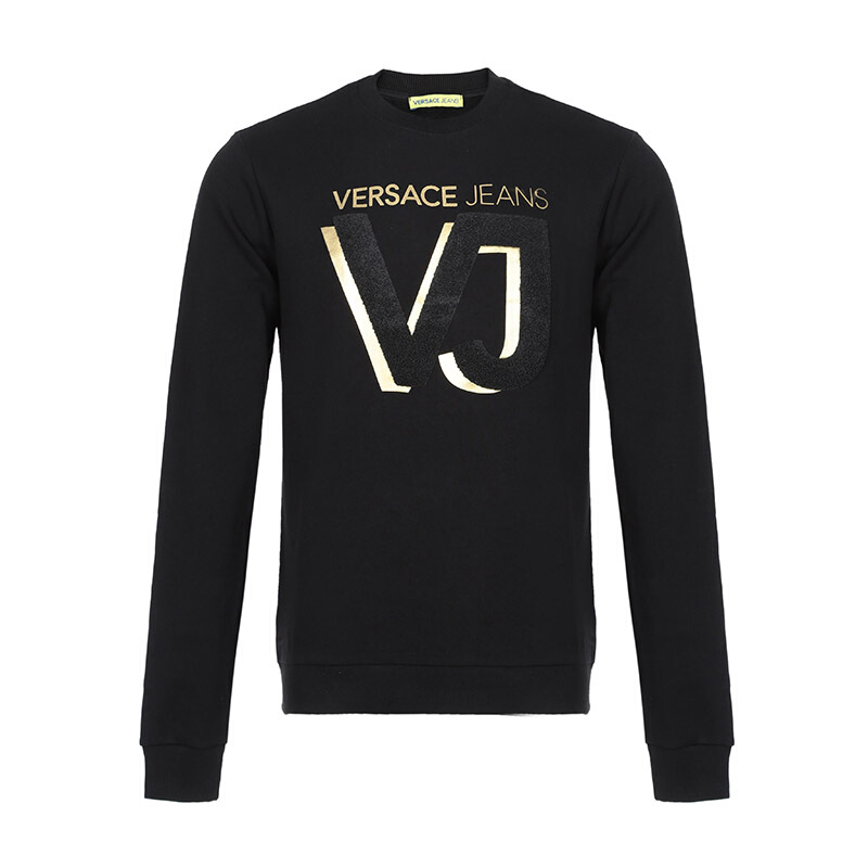 范思哲卫衣好用吗, Versace | VERSACE JEANS 男士黑色棉质金字logo印花圆领卫衣 B7GSA7FO-36604-Y6A商品图片 独家减免邮费