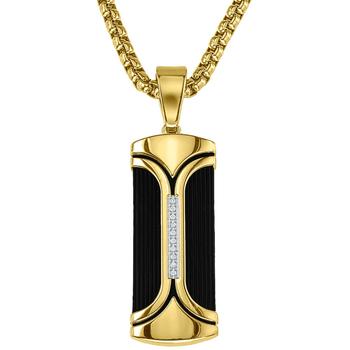 Esquire Men's Jewelry | Diamond Accent Dog Tag 22" Pendant Necklace, Created for Macy's商品图片,6折