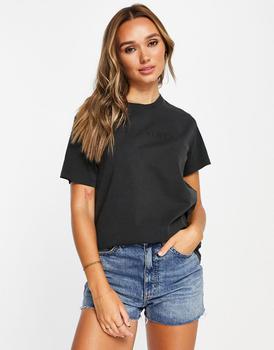 推荐AllSaints Pippa boyfriend t-shirt with embroidered logo in black商品