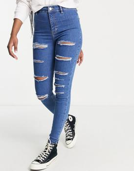 topshop joni, Topshop | Topshop Joni jean with super rip in mid blue商品图片 