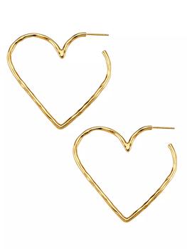 商品NEST Jewelry | 22K Gold-Plated Brushed Gold Skinny Heart Hoops,商家Saks Fifth Avenue,价格¥718图片