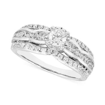 Macy's | Diamond Halo Multirow Engagement Ring (1 ct. t.w.) in 14k White Gold,商家Macy's,价格¥44503