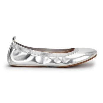 Yosi Samra | Nina Foldable Ballet Flat in Silver Peta-Approved Vegan Leather,商家Premium Outlets,价格¥291