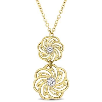 Mimi & Max Tiered Flower Pendant with Chain 14k Yellow Gold with White Gold Accents - 17 in