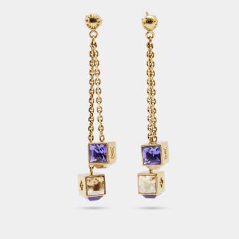 推荐Louis Vuitton Gamble Crystals Gold Tone Metal Earrings商品