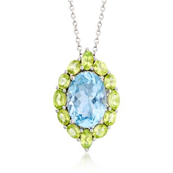 商品Ross-Simons | Ross-Simons Blue Topaz and Peridot Pendant Necklace in Sterling Silver,商家Premium Outlets,价格¥709图片