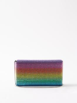 amina muaddi是什么牌子, Amina Muaddi | Paloma crystal-embellished satin clutch bag商品图片 
