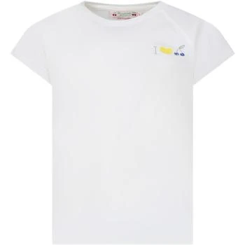 Bonpoint | White T-shirt For Girl With Embroidery 9.3折, 独家减免邮费