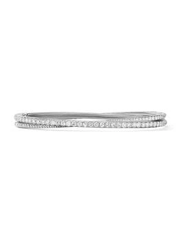 David Yurman | Pavé Crossover Two Row Bracelet in 18K White Gold,商家Saks Fifth Avenue,价格¥73511