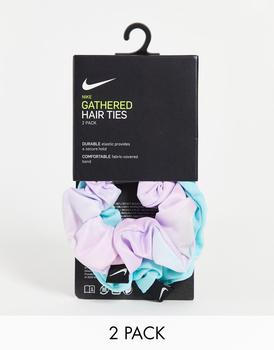 商品Nike 2 pack of scrunchies in tie dye and blue图片