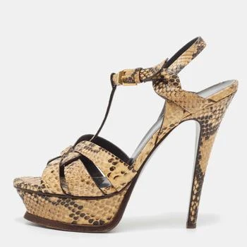 Yves Saint Laurent | Saint Laurent Two Tone Embossed Snakeskin Tribute Sandals Size 36.5 