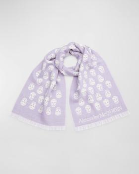 Alexander McQueen | Reversible Skull-Print Wool Scarf商品图片,