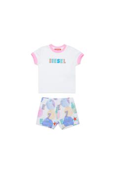 商品Diesel | Stel-set-nb Overalls Diesel Pastel Pink Short Jersey Jumpsuit With Bubble Allover,商家Italist,价格¥853图片